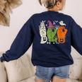 Halloween SPED Teacher Boo In ASL Boo Hands Sign Language Women's Sweatshirt Back Print Navy