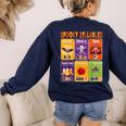 Halloween Spooky Syllable Types Teacher Educational Women's Sweatshirt Back Print Navy