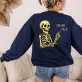 Halloween Teacher Six Seven 6 7 Skeleton Spooky Costume Women's Sweatshirt Back Print Navy