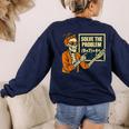 Halloween Teacher Six Seven Meme 6 7 Skeleton Spooky Costume Women's Sweatshirt Back Print Navy