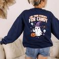 Halloween Teacher Trade Students For Candy Costume Women Women's Sweatshirt Back Print Navy