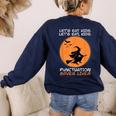 Halloween Teacher Witch Lets Eat Kids Punctuation Women's Sweatshirt Back Print Navy Halloween Teacher Witch Lets Eat Kids Punctuation Women's Sweatshirt Back Print Navy