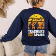 Halloween Teachers Science Math Teachers Love Brains Women's Sweatshirt Back Print Navy Halloween Teachers Science Math Teachers Love Brains Women's Sweatshirt Back Print Navy