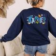 Hanukkah Leopard Plaid Teacher Chanukah Jewish Women Men Women's Sweatshirt Back Print Navy Hanukkah Leopard Plaid Teacher Chanukah Jewish Women Men Women's Sweatshirt Back Print Navy