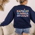 Happiest Teacher On Earth First Day Of School Back To School Women's Sweatshirt Back Print Navy Happiest Teacher On Earth First Day Of School Back To School Women's Sweatshirt Back Print Navy
