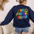 Happy 100th Day Of School 100 Days Brighter Girls Teacher Women's Sweatshirt Back Print Navy Happy 100th Day Of School 100 Days Brighter Girls Teacher Women's Sweatshirt Back Print Navy