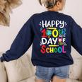 Happy 100th Day Of School 100 Days Of School Teacher Student Women's Sweatshirt Back Print Navy
