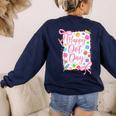 Happy Dot Day Bow Coquette For Teacher Girls Women's Sweatshirt Back Print Navy