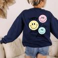 Happy To See Your Face Smile Face Teacher Back To School Women's Sweatshirt Back Print Navy Happy To See Your Face Smile Face Teacher Back To School Women's Sweatshirt Back Print Navy