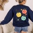 Happy To See Your Face Teacher Apple Women's Sweatshirt Back Print Navy Happy To See Your Face Teacher Apple Women's Sweatshirt Back Print Navy