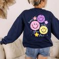 Happy To See Your Face Teacher Flower Back To School Women's Sweatshirt Back Print Navy Happy To See Your Face Teacher Flower Back To School Women's Sweatshirt Back Print Navy