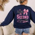 Hello Second Grade First Day Of School Coquette Teacher Girl Women's Sweatshirt Back Print Navy Hello Second Grade First Day Of School Coquette Teacher Girl Women's Sweatshirt Back Print Navy