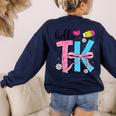 Hello TK Transitional Kindergarten Back To School Teacher Women's Sweatshirt Back Print Navy Hello TK Transitional Kindergarten Back To School Teacher Women's Sweatshirt Back Print Navy