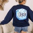Ice Halloween Pun Costume Easy Lazy Team Group Teacher Women's Sweatshirt Back Print Navy