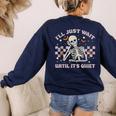 I'Ll Just Wait Until It's Quiet Skeleton Teacher Women's Sweatshirt Back Print Navy I'Ll Just Wait Until It's Quiet Skeleton Teacher Women's Sweatshirt Back Print Navy