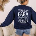 I'm That Paraprofessional They Told You About Retro Teacher Women's Sweatshirt Back Print Navy I'm That Paraprofessional They Told You About Retro Teacher Women's Sweatshirt Back Print Navy