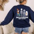 Inclusion Isn't Scary SLP Halloween Costume Sped Teacher Women's Sweatshirt Back Print Navy
