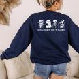 Inclusion Isn't Scary SLP Halloween Ghost Mummy Sped Teacher Women's Sweatshirt Back Print Navy Inclusion Isn't Scary SLP Halloween Ghost Mummy Sped Teacher Women's Sweatshirt Back Print Navy