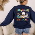 Inclusion Isn't Scary SLP Halloween Sped Teacher Therapy Women's Sweatshirt Back Print Navy Inclusion Isn't Scary SLP Halloween Sped Teacher Therapy Women's Sweatshirt Back Print Navy