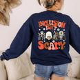 Inclusion Isn't Scary SLP Sped Teacher Halloween Women's Sweatshirt Back Print Navy