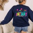 Infant Teacher Floral First Day Back To School Teaching Women's Sweatshirt Back Print Navy Infant Teacher Floral First Day Back To School Teaching Women's Sweatshirt Back Print Navy