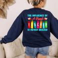 THE INFLUENCE OF A GREAT TEACHER IS NEVER ERASED Teaching For Men Women Girls Kids Women's Sweatshirt Back Print Navy THE INFLUENCE OF A GREAT TEACHER IS NEVER ERASED Teaching For Men Women Girls Kids Women's Sweatshirt Back Print Navy