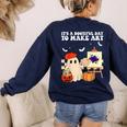 It's A Bootiful Day To Make Art Groovy Art Teacher Halloween Women's Sweatshirt Back Print Navy