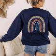 Its A Good Day To Teach Tiny Musicians Music Teacher Rainbow Women's Sweatshirt Back Print Navy