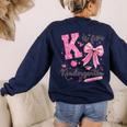K Is For Kindergarten Teacher Coquette Bow Back To School Women's Sweatshirt Back Print Navy K Is For Kindergarten Teacher Coquette Bow Back To School Women's Sweatshirt Back Print Navy