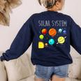 Kids Solar Systems Cute Planets Space Science Teacher School Women's Sweatshirt Back Print Navy Kids Solar Systems Cute Planets Space Science Teacher School Women's Sweatshirt Back Print Navy