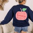 Kindergarten Apple Word Art For Teachers & Students Women's Sweatshirt Back Print Navy Kindergarten Apple Word Art For Teachers & Students Women's Sweatshirt Back Print Navy