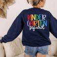 Kindergarten Squad Team Crew Teacher Back To School Women's Sweatshirt Back Print Navy