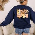 Kindergarten Teacher Fall Pumpkin Autumn Cute Women's Sweatshirt Back Print Navy Kindergarten Teacher Fall Pumpkin Autumn Cute Women's Sweatshirt Back Print Navy