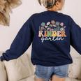 Kindergarten Teacher Wildflower Back To School Floral Outfit Men Women Women's Sweatshirt Back Print Navy Kindergarten Teacher Wildflower Back To School Floral Outfit Men Women Women's Sweatshirt Back Print Navy