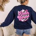 Kindergarten Teacher Women Checkered First Day Of School Women's Sweatshirt Back Print Navy