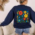 Leer Es Poder Cute Floral Boho Spanish Teacher Reading Women's Sweatshirt Back Print Navy Leer Es Poder Cute Floral Boho Spanish Teacher Reading Women's Sweatshirt Back Print Navy