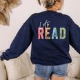 Let's Read Book Nerd Reading Book Lover Librarian Teacher Women's Sweatshirt Back Print Navy Let's Read Book Nerd Reading Book Lover Librarian Teacher Women's Sweatshirt Back Print Navy