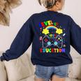 Level Up Your Education Gaming Inspired Teacher Gamers For Men Women Kids Women's Sweatshirt Back Print Navy Level Up Your Education Gaming Inspired Teacher Gamers For Men Women Kids Women's Sweatshirt Back Print Navy