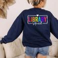 Library Squad Team Librarian Teacher Book Lover Women's Sweatshirt Back Print Navy Library Squad Team Librarian Teacher Book Lover Women's Sweatshirt Back Print Navy