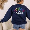 Literacy Squad Reading Teacher Interventionist Specialist Women's Sweatshirt Back Print Navy Literacy Squad Reading Teacher Interventionist Specialist Women's Sweatshirt Back Print Navy