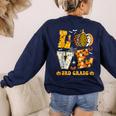 LOVE 3rd Grade Pumpkin Teacher Student Halloween Costume Women's Sweatshirt Back Print Navy LOVE 3rd Grade Pumpkin Teacher Student Halloween Costume Women's Sweatshirt Back Print Navy