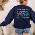 I Love My Job For All The Little Reasons Teacher Women's Sweatshirt Back Print Navy