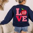 Love Kindergarten Cute Apple School Teacher Women's Sweatshirt Back Print Navy Love Kindergarten Cute Apple School Teacher Women's Sweatshirt Back Print Navy