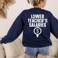 Lower Teacher's Salaries For Men Women Kids Women's Sweatshirt Back Print Navy