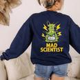 Mad Scientist Kids Youth Adult Science Teacher Chemistry Women's Sweatshirt Back Print Navy