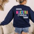 Maestra Fabulosa Bilingual Spanish Espanol Teacher School Women's Sweatshirt Back Print Navy Maestra Fabulosa Bilingual Spanish Espanol Teacher School Women's Sweatshirt Back Print Navy