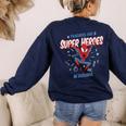 Marvel Spider-Man Teachers Are Super Heroes Women's Sweatshirt Back Print Navy Marvel Spider-Man Teachers Are Super Heroes Women's Sweatshirt Back Print Navy