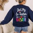Matching Co-Teacher Best Friend She's My Bestie Work Team Women's Sweatshirt Back Print Navy Matching Co-Teacher Best Friend She's My Bestie Work Team Women's Sweatshirt Back Print Navy