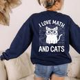 Math And Cats Apparel For Teachers Students Cat Lovers Women's Sweatshirt Back Print Navy Math And Cats Apparel For Teachers Students Cat Lovers Women's Sweatshirt Back Print Navy