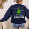 Math Geometry Christmas Tree Geometree Teacher Women's Sweatshirt Back Print Navy
